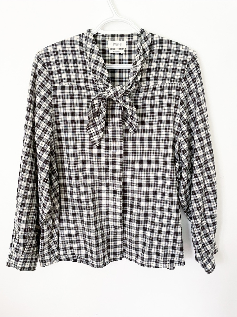 Toast Tie-Neck Check Button-Down Shirt - Black & White